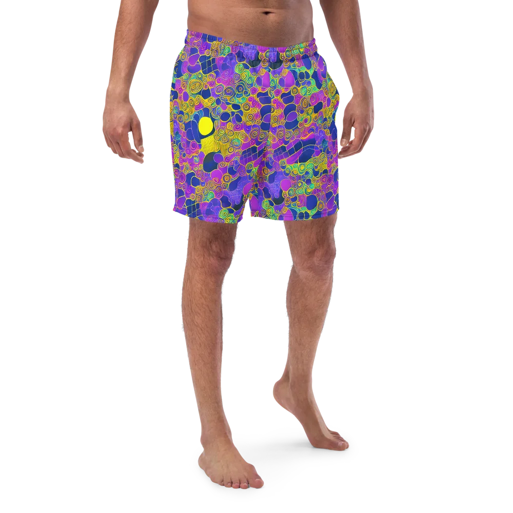 Neon Spiral Current on Swim Trunks — Front