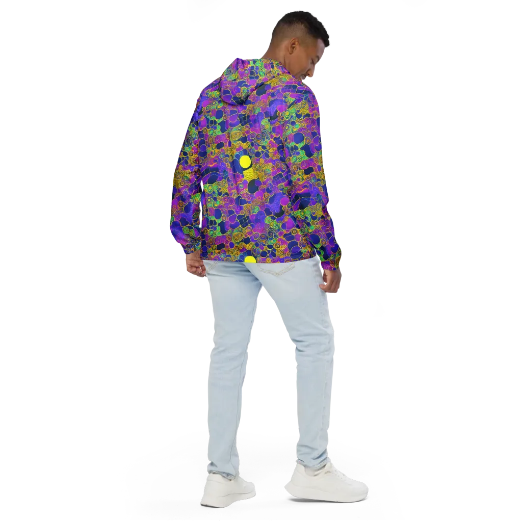 Neon Spiral Current on Men's Windbreaker — Back