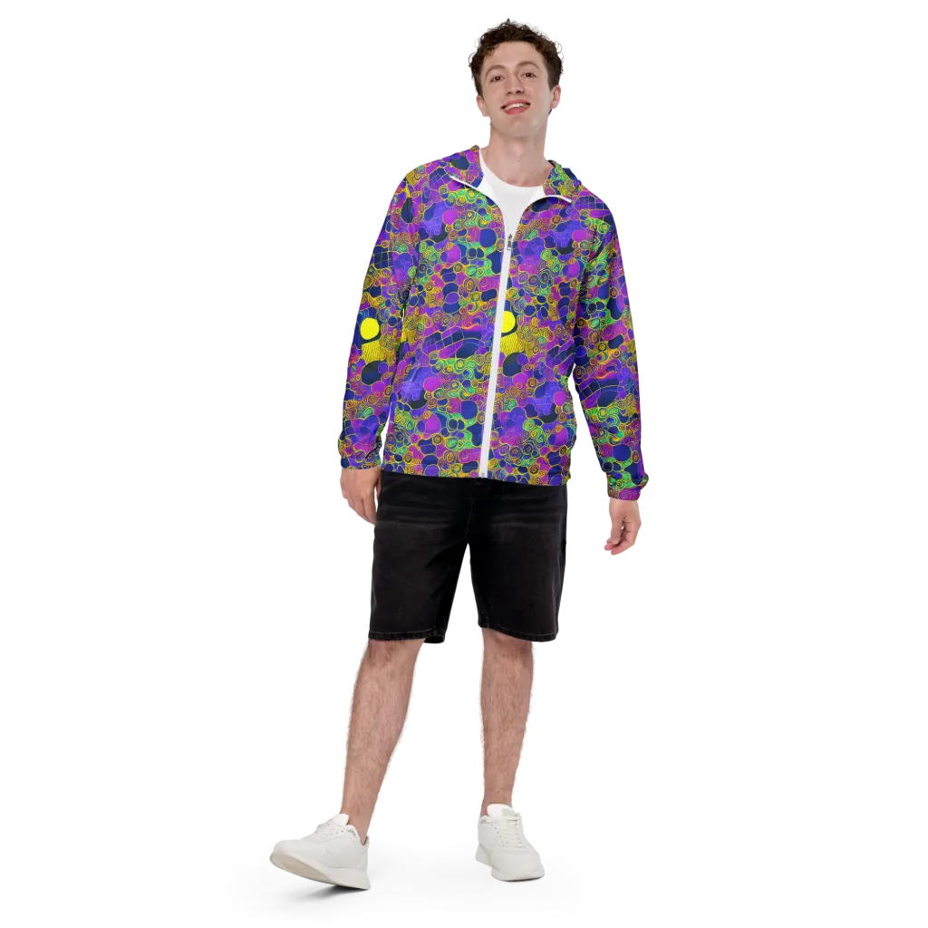 Neon Spiral Current on Men's Windbreaker — Front