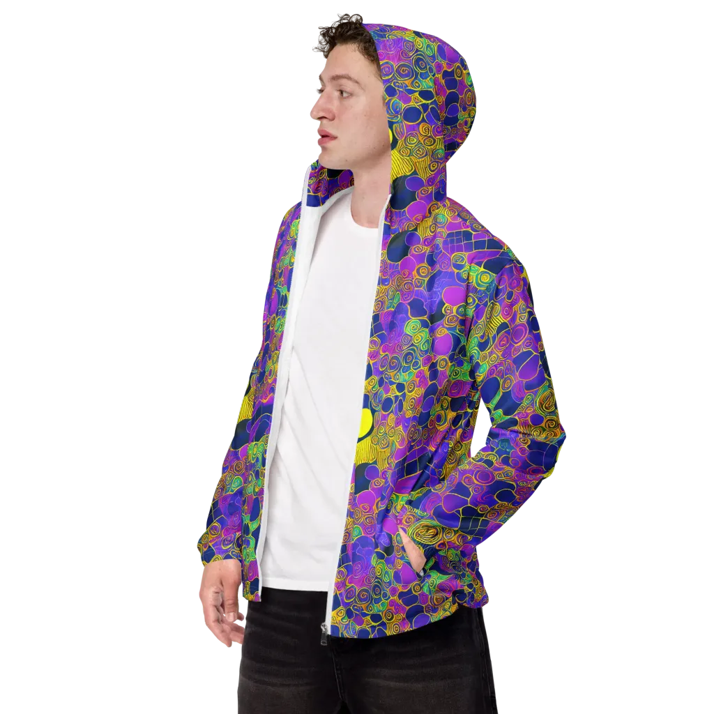 Neon Spiral Current on Men's Windbreaker — Left Front