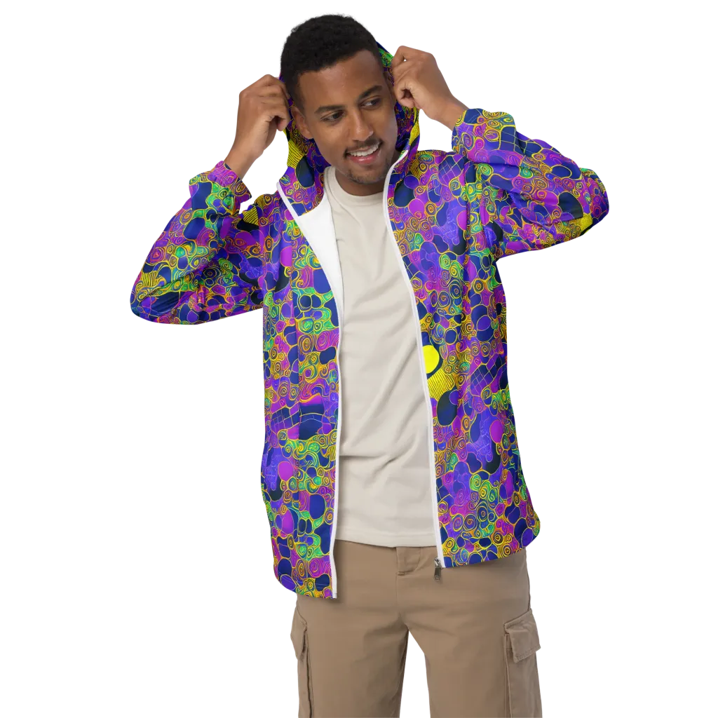 Neon Spiral Current on Men's Windbreaker — Front