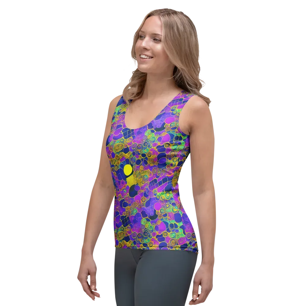 Neon Spiral Current on Women's Tank Top — Left Front