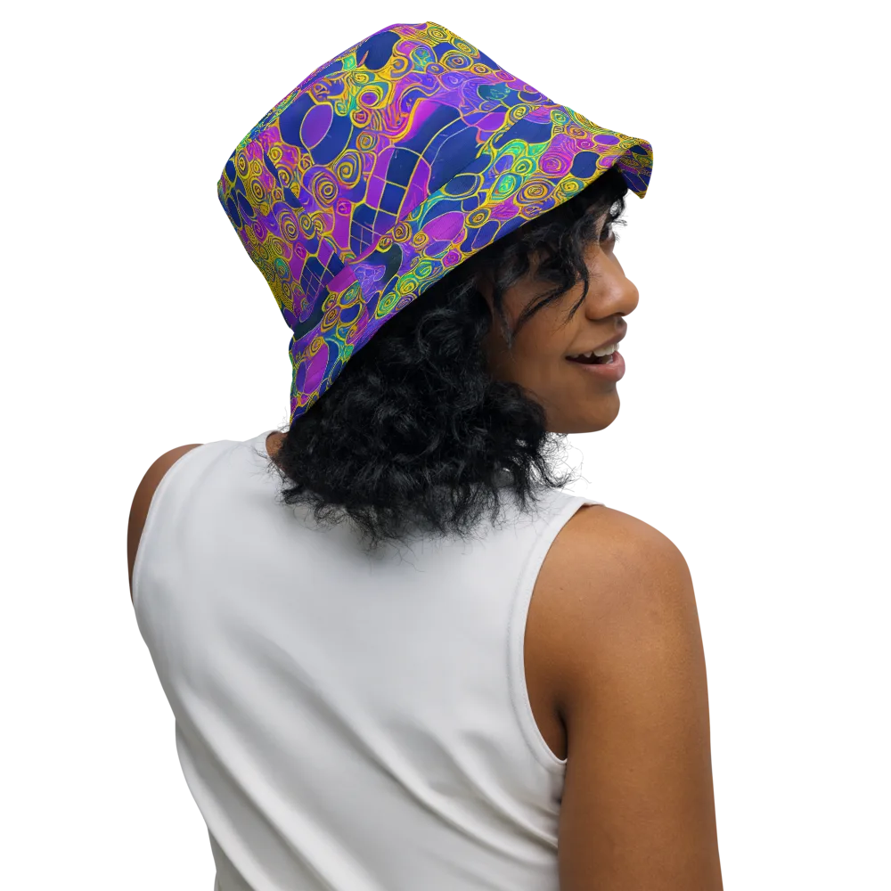 Neon Spiral Current on Reversible Bucket Hat — Right Outside