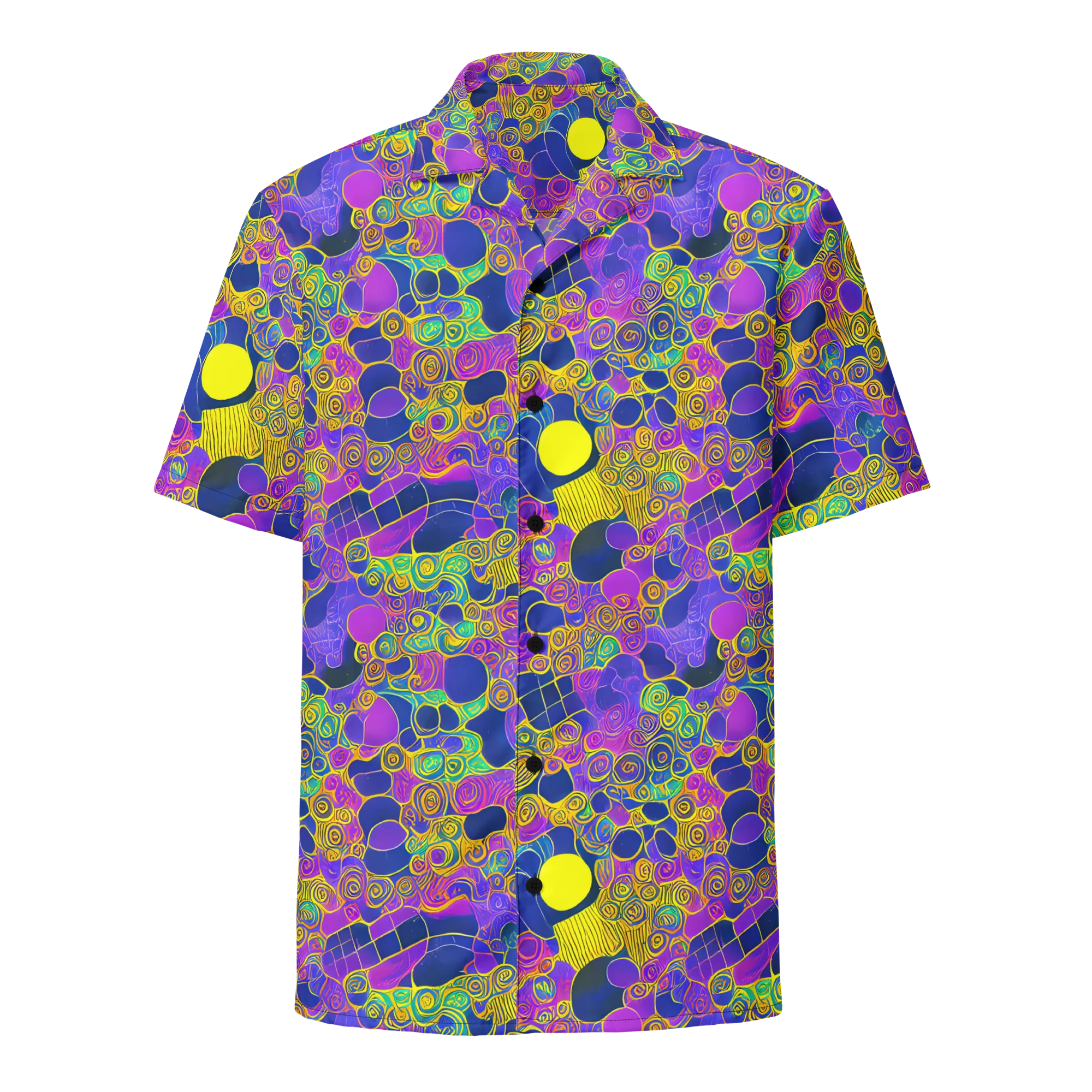 Neon Spiral Current on Button Shirt — Front