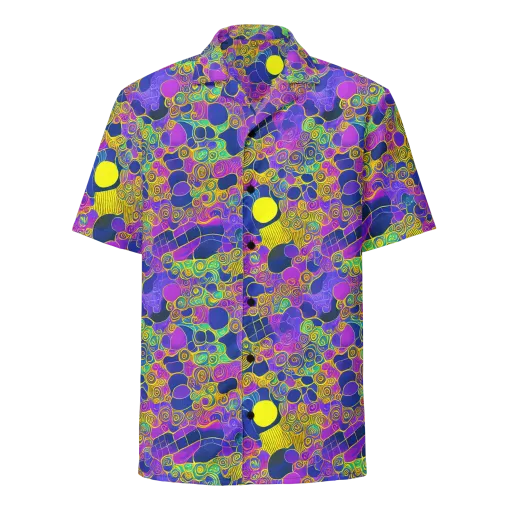 Neon Spiral Current on a Button Shirt