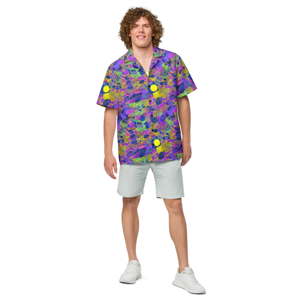 Neon Spiral Current on Button Shirt — Front