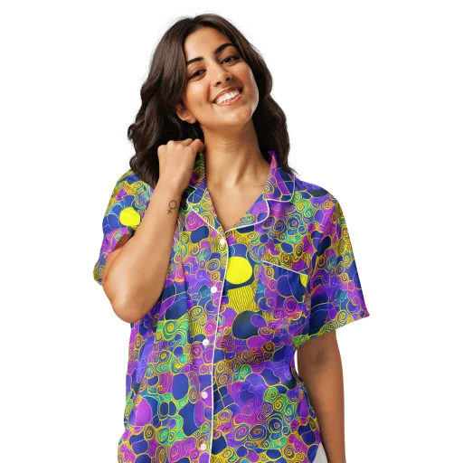 Neon Spiral Current on a Women's Short Sleeve Pajama Top