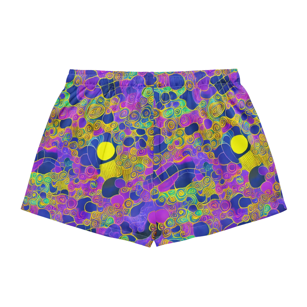 Neon Spiral Current on Women's Pajama Shorts — Back