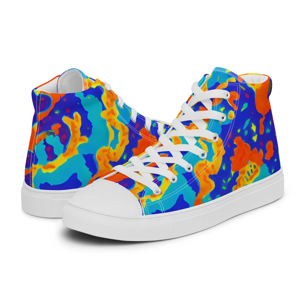 Surreal Surf on Men's High Top Canvas Shoes — Left