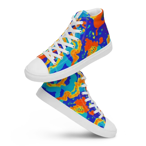 Surreal Surf on a Men's High Top Canvas Shoes