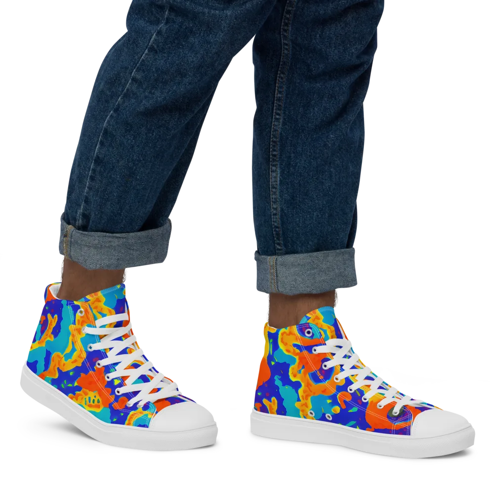Surreal Surf on Men's High Top Canvas Shoes — Right