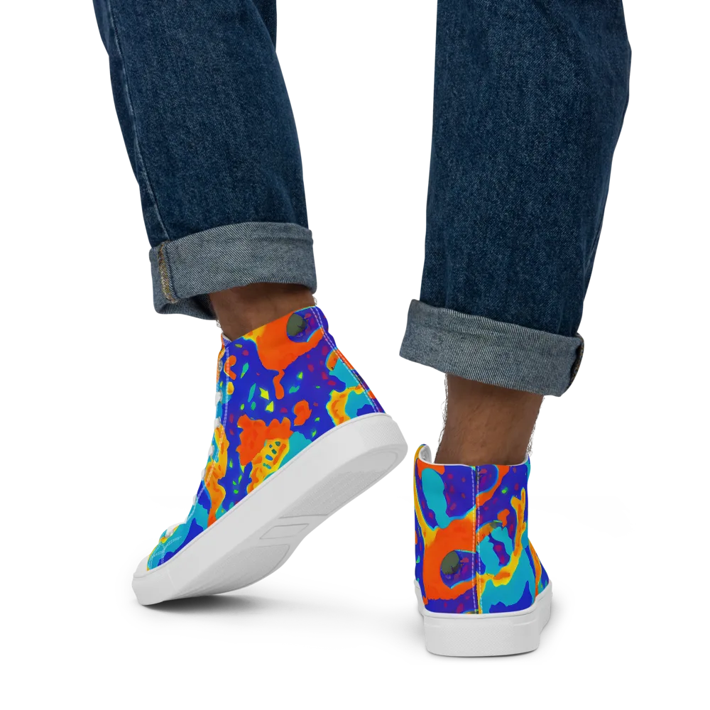 Surreal Surf on Men's High Top Canvas Shoes — Back