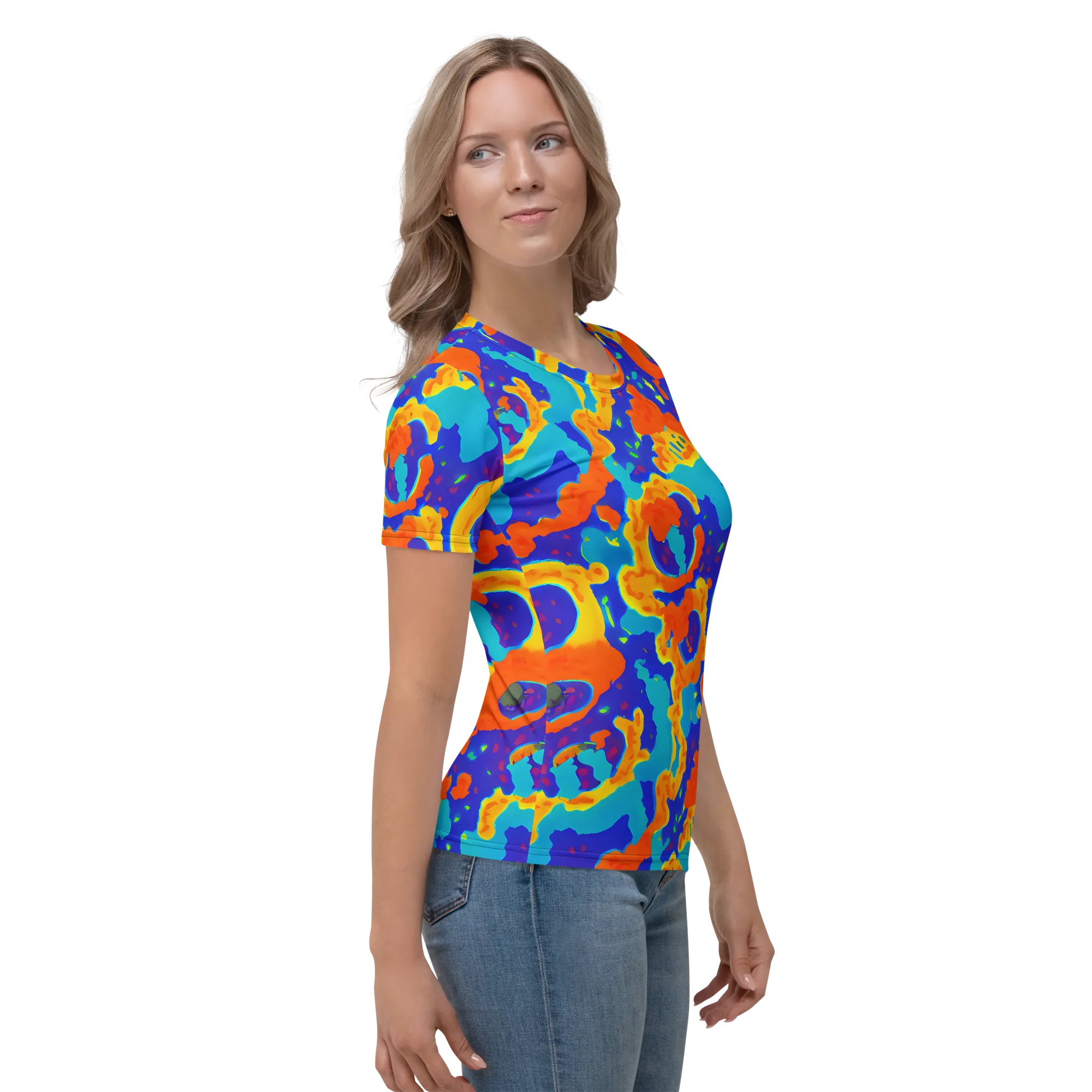 Surreal Surf on Women's Crew Neck T-Shirt — Right