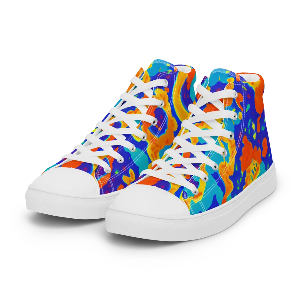 Surreal Surf on Women's High Top Canvas Shoes — Left Front