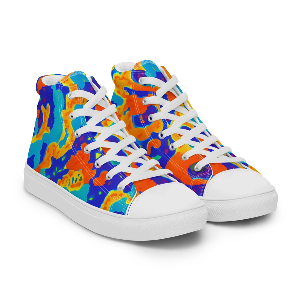 Surreal Surf on Women's High Top Canvas Shoes — Right Front