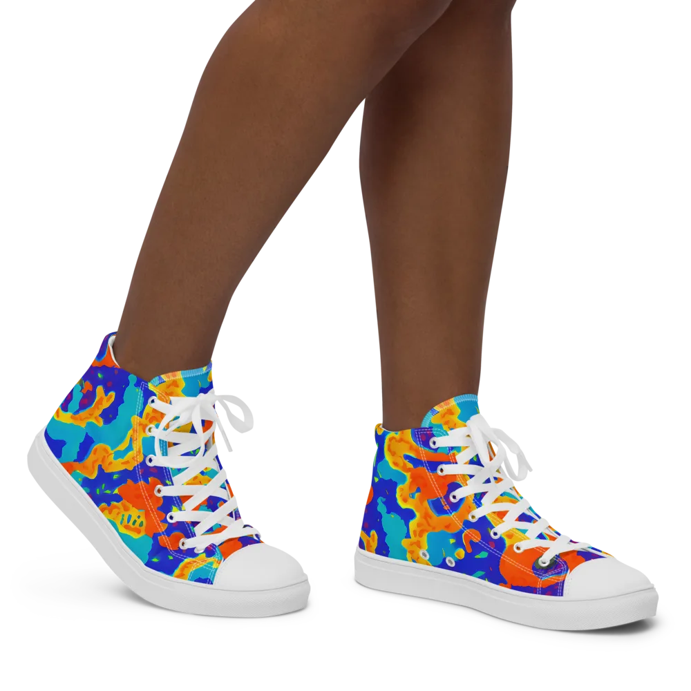 Surreal Surf on Women's High Top Canvas Shoes — Right