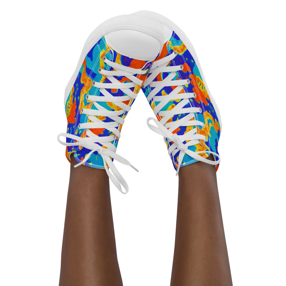 Surreal Surf on Women's High Top Canvas Shoes — Front