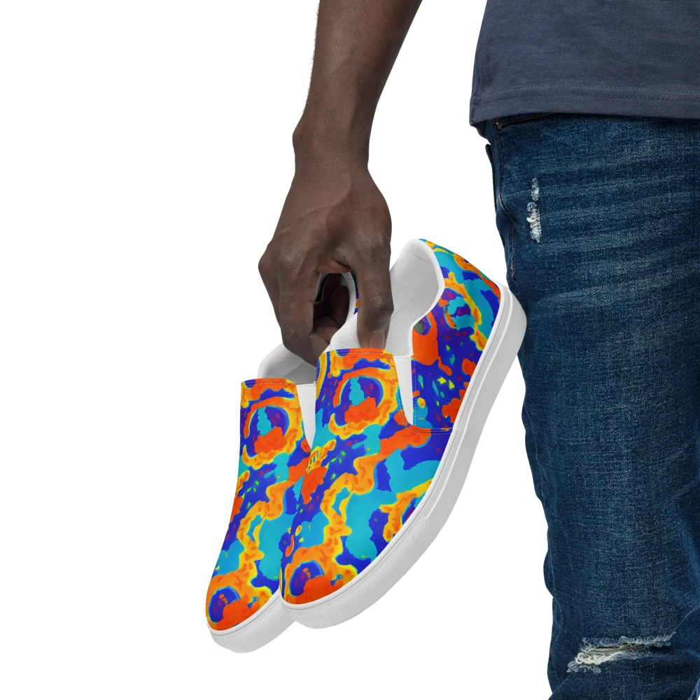 Surreal Surf on Men's Slip-On Canvas Shoes — Left Front