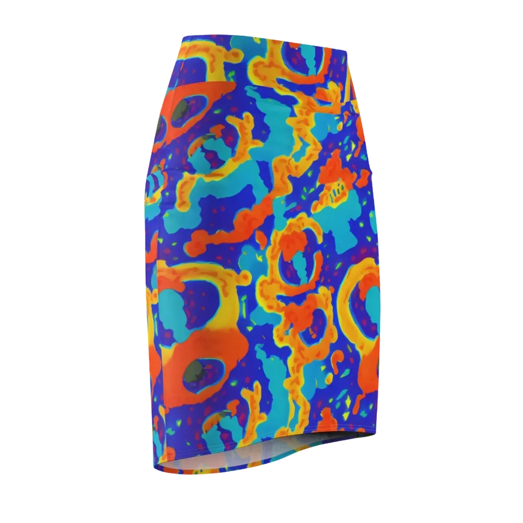 Surreal Surf on Pencil Skirt — Front Side