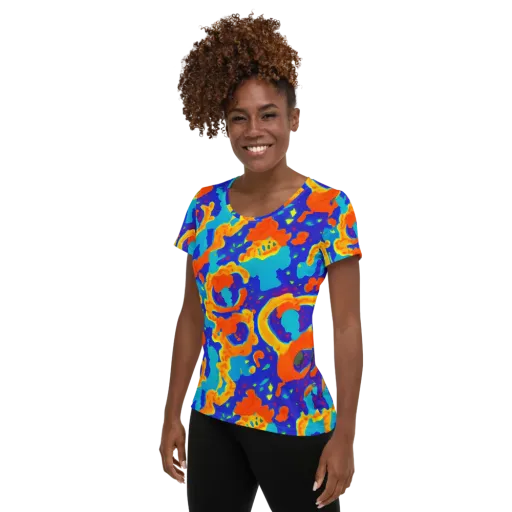 Surreal Surf on a Women's Athletic T-Shirt
