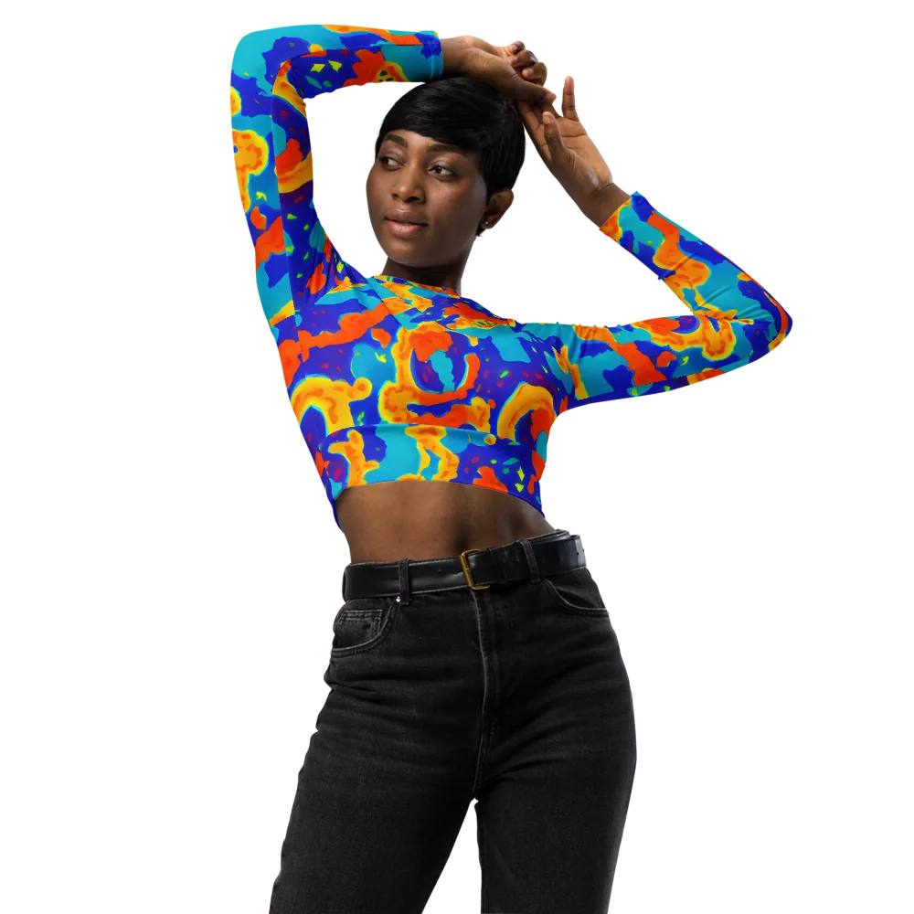 Surreal Surf on Long Sleeve Crop Top — Front