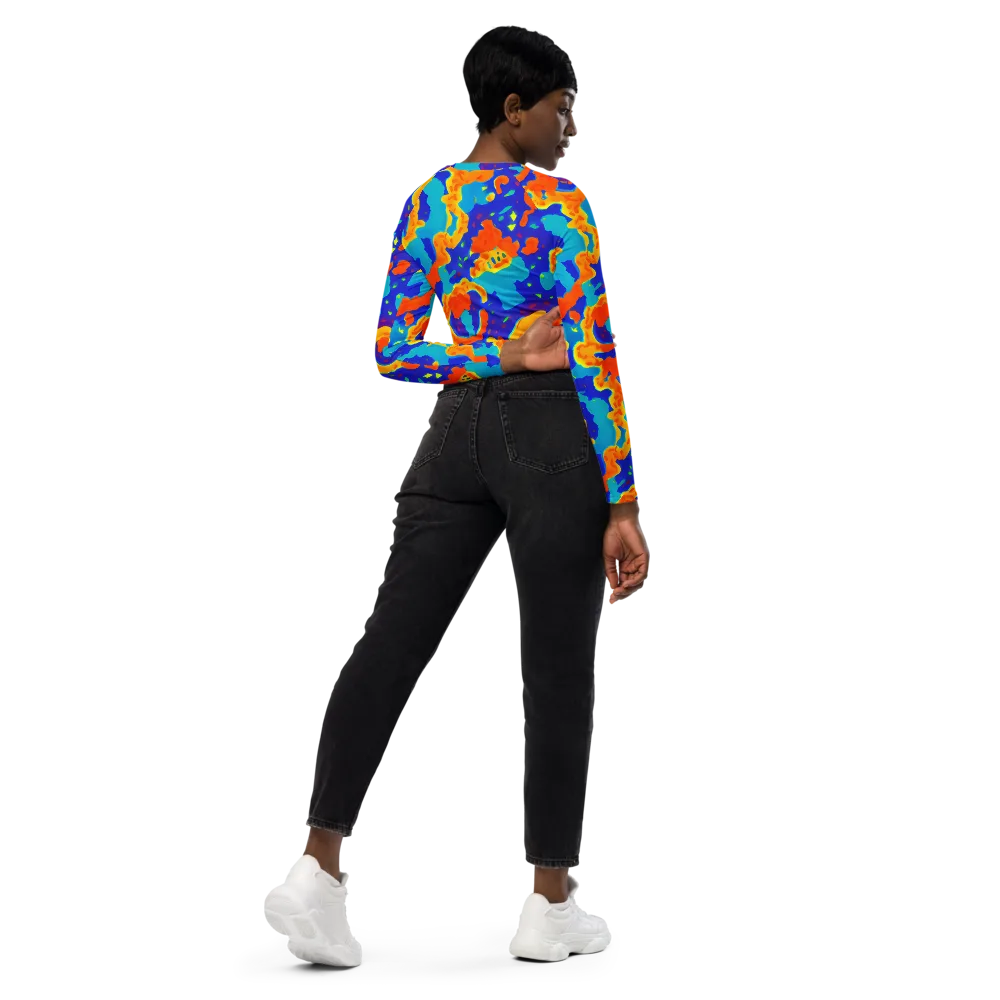 Surreal Surf on Long Sleeve Crop Top — Right Back