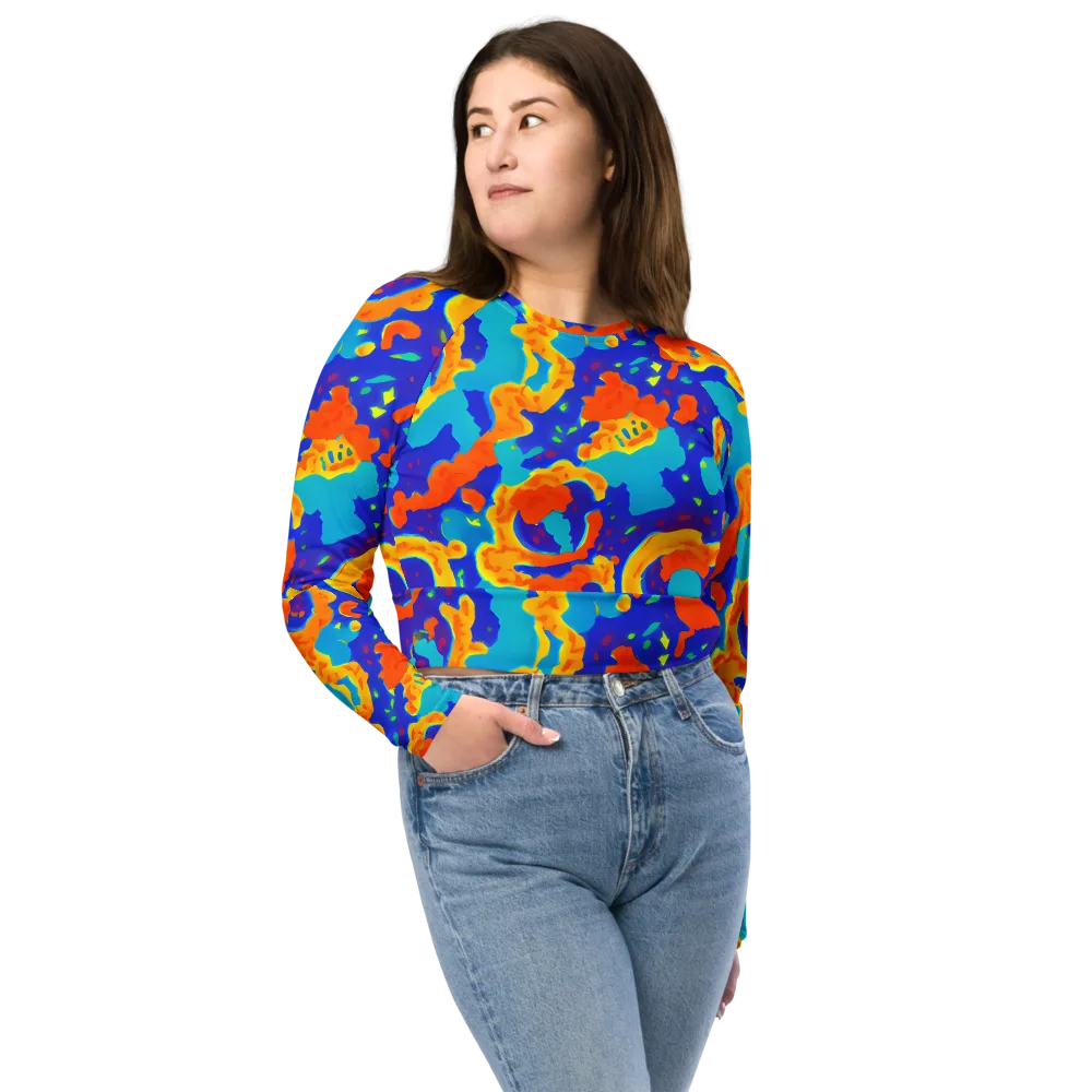 Surreal Surf on Long Sleeve Crop Top — Front