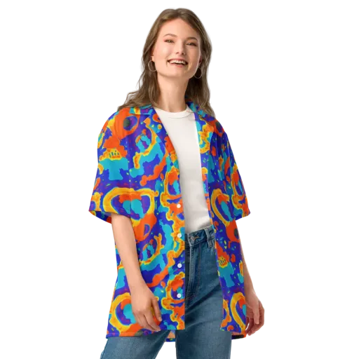 Surreal Surf on a Button Shirt