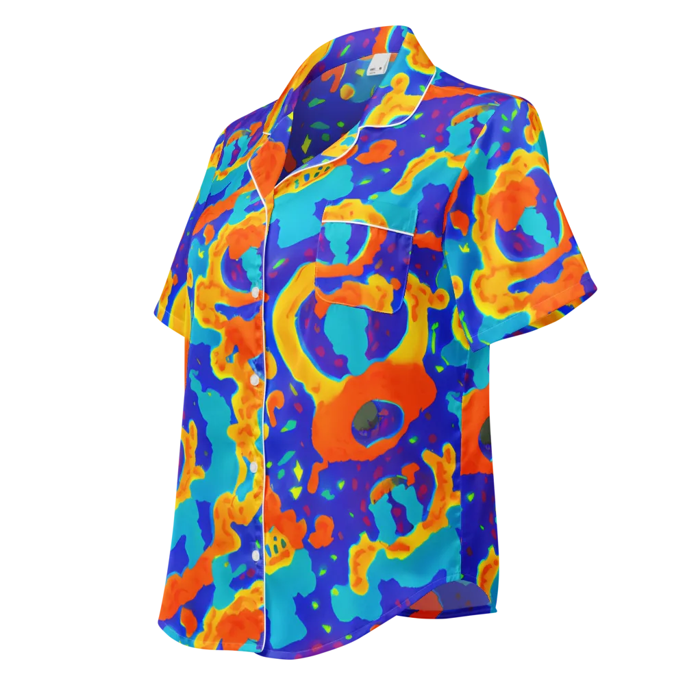 Surreal Surf on Women's Short Sleeve Pajama Top — Left Front