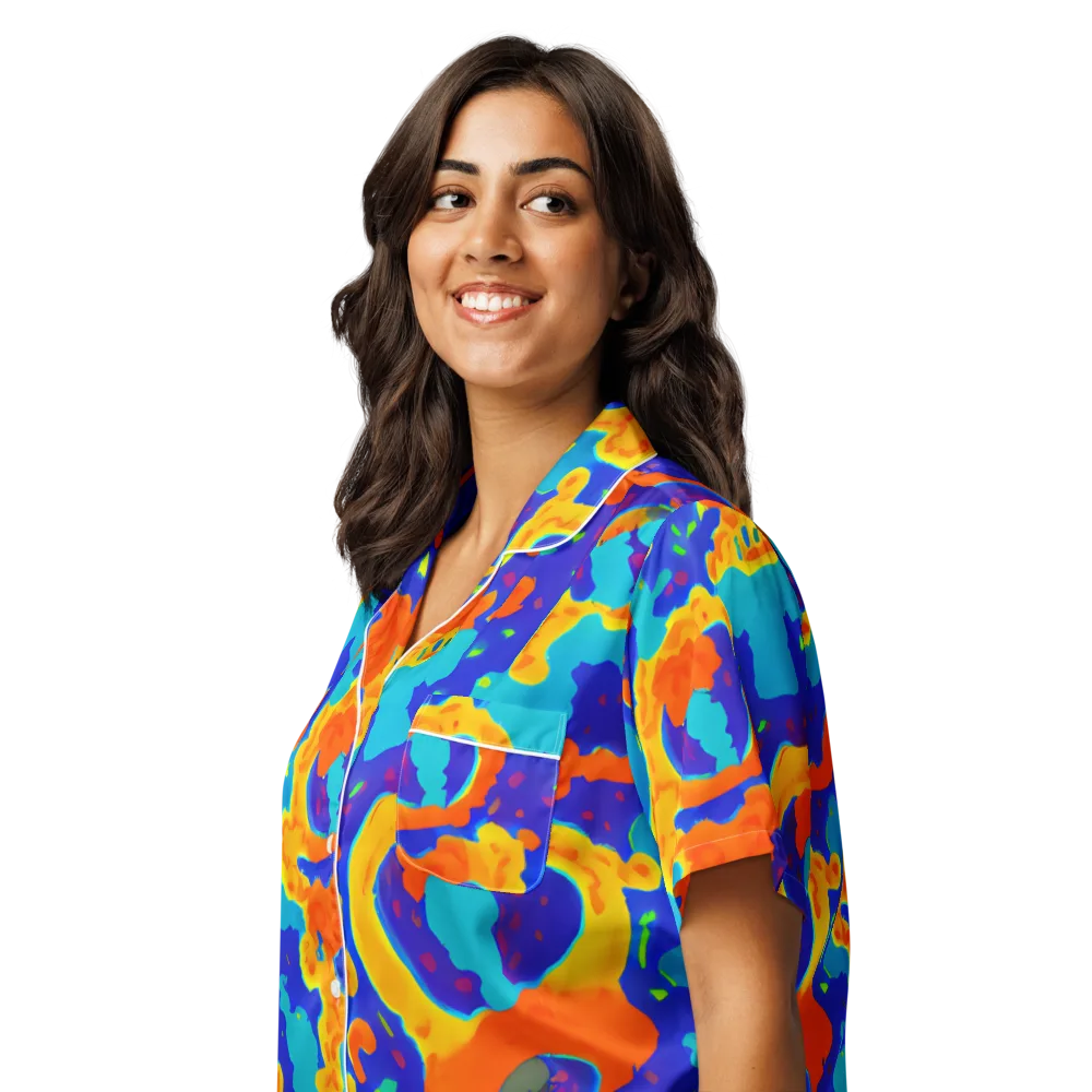 Surreal Surf on Women's Short Sleeve Pajama Top — Left Front