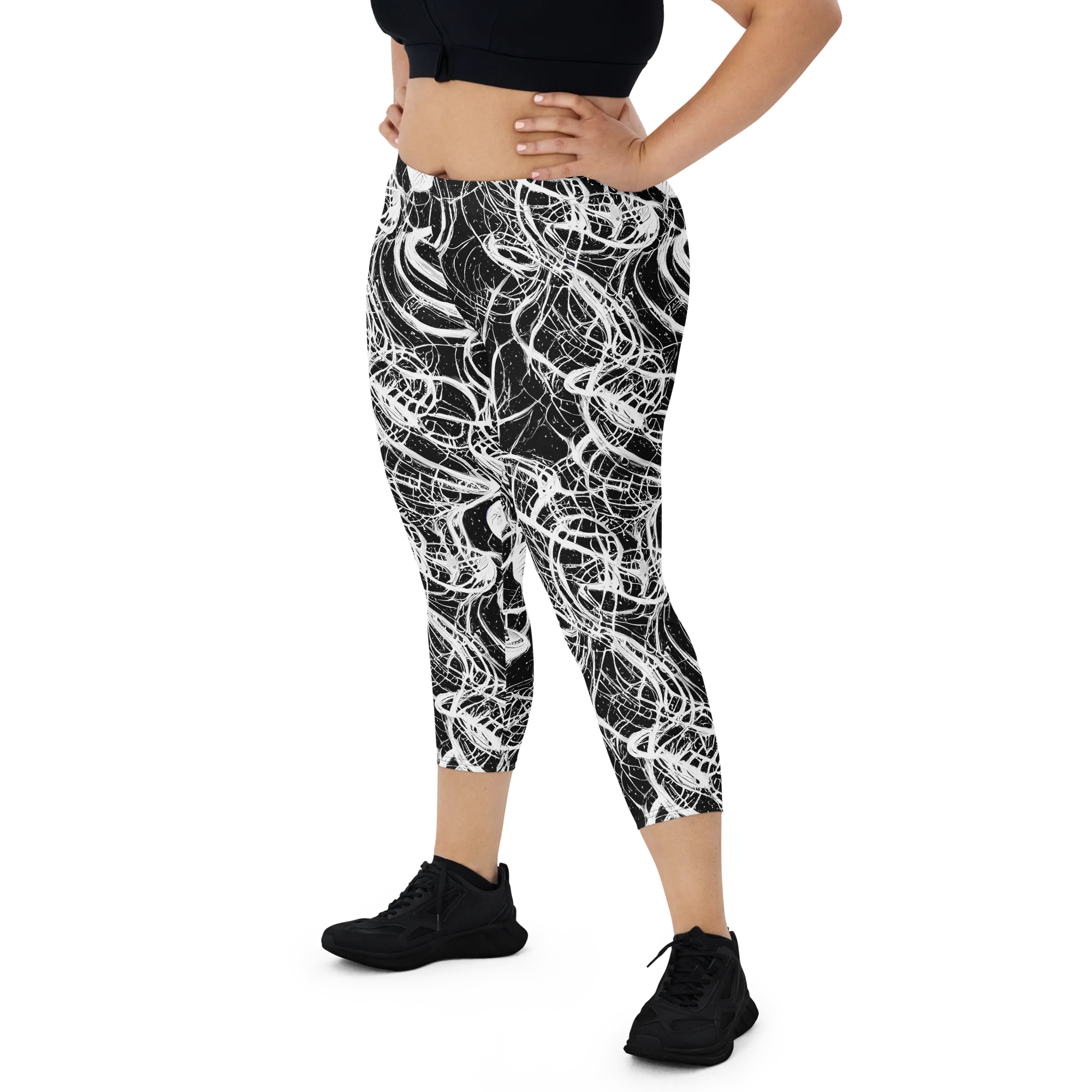Blackroot Circuit on Capri Leggings — Front