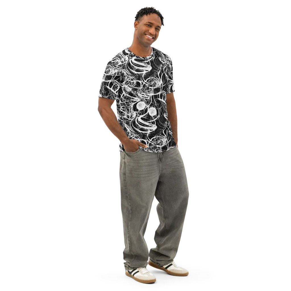Blackroot Circuit on Men's Cotton Crew Neck T-Shirt — Right Front