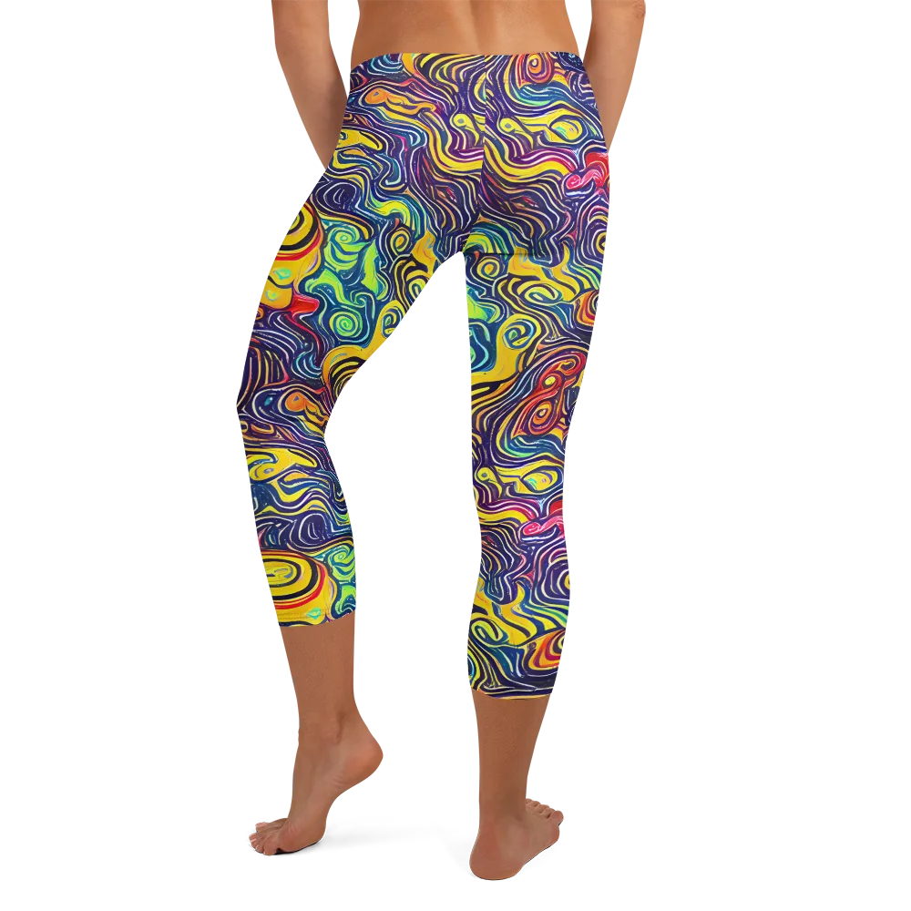 Indigo Frenzy on Capri Leggings — Back
