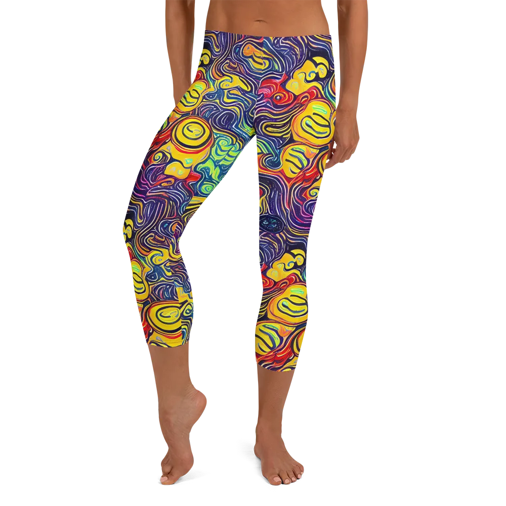 Indigo Frenzy on Capri Leggings — Front