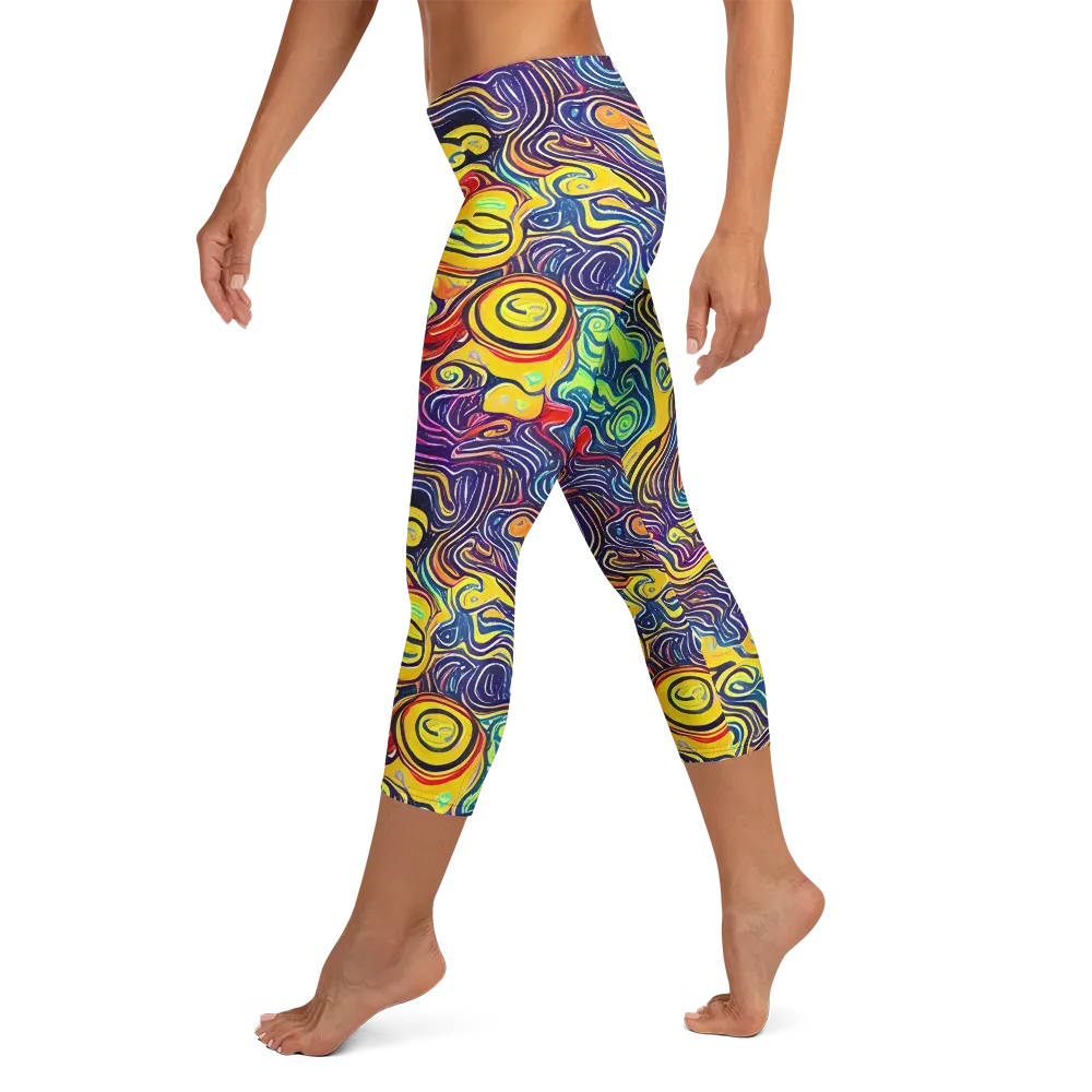 Indigo Frenzy on Capri Leggings — Left