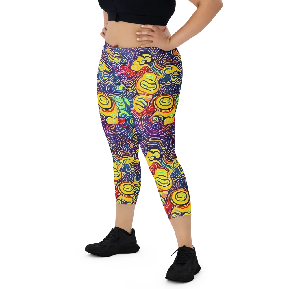 Indigo Frenzy on Capri Leggings — Front