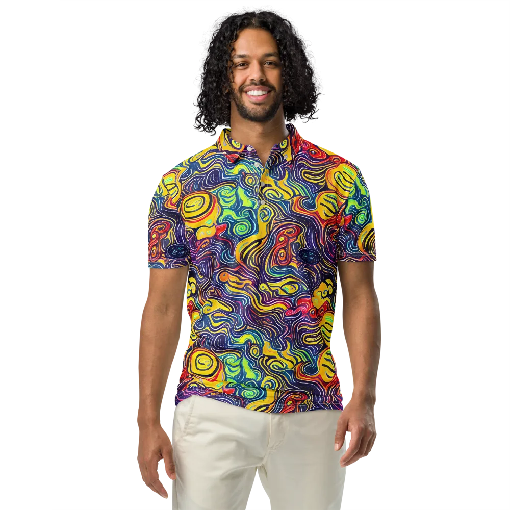 Indigo Frenzy on Men's Slim Fit Polo Shirt — Front