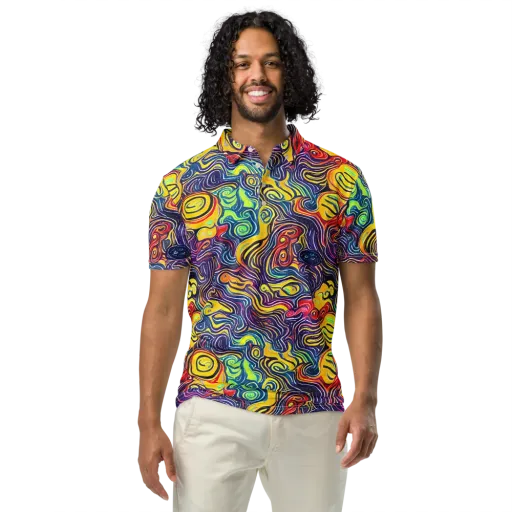 Indigo Frenzy on a Men's Slim Fit Polo Shirt