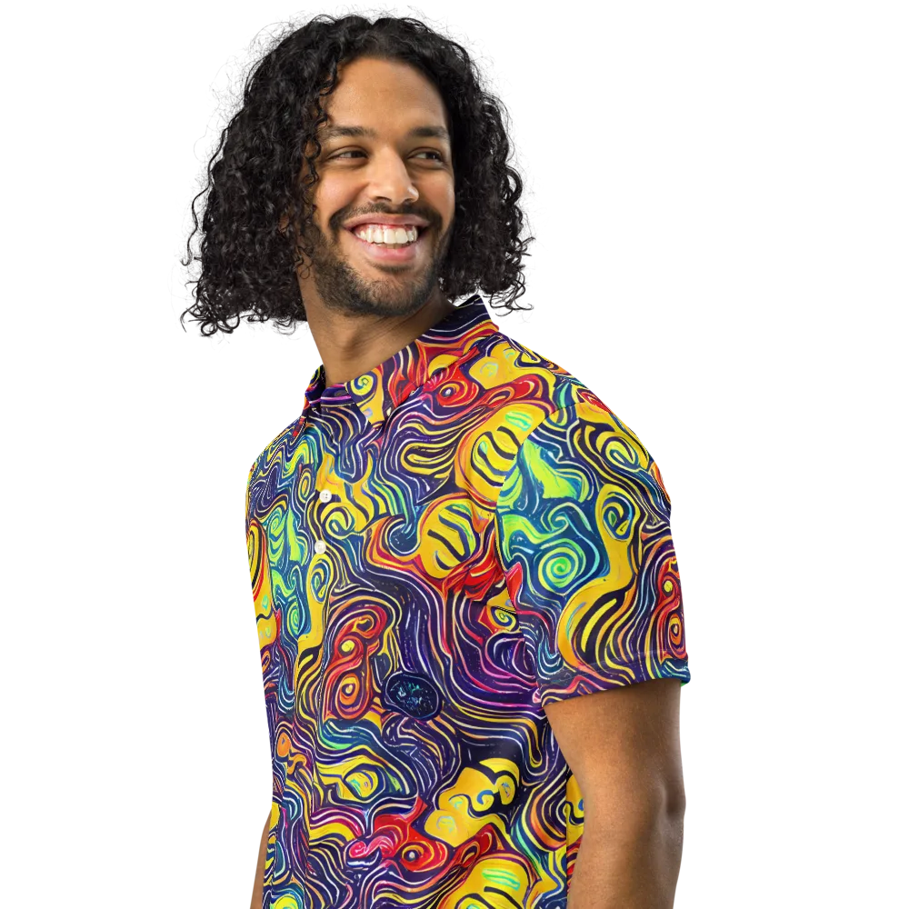 Indigo Frenzy on Men's Slim Fit Polo Shirt — Left Front