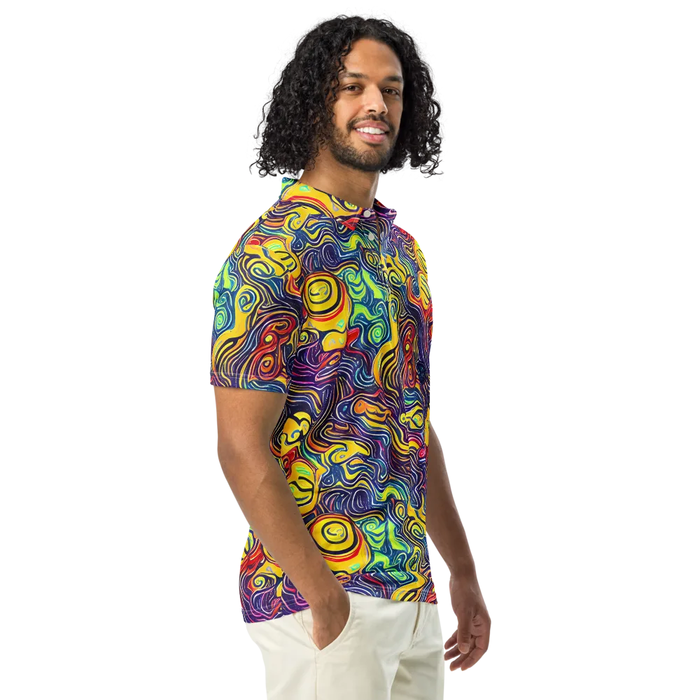Indigo Frenzy on Men's Slim Fit Polo Shirt — Right Front