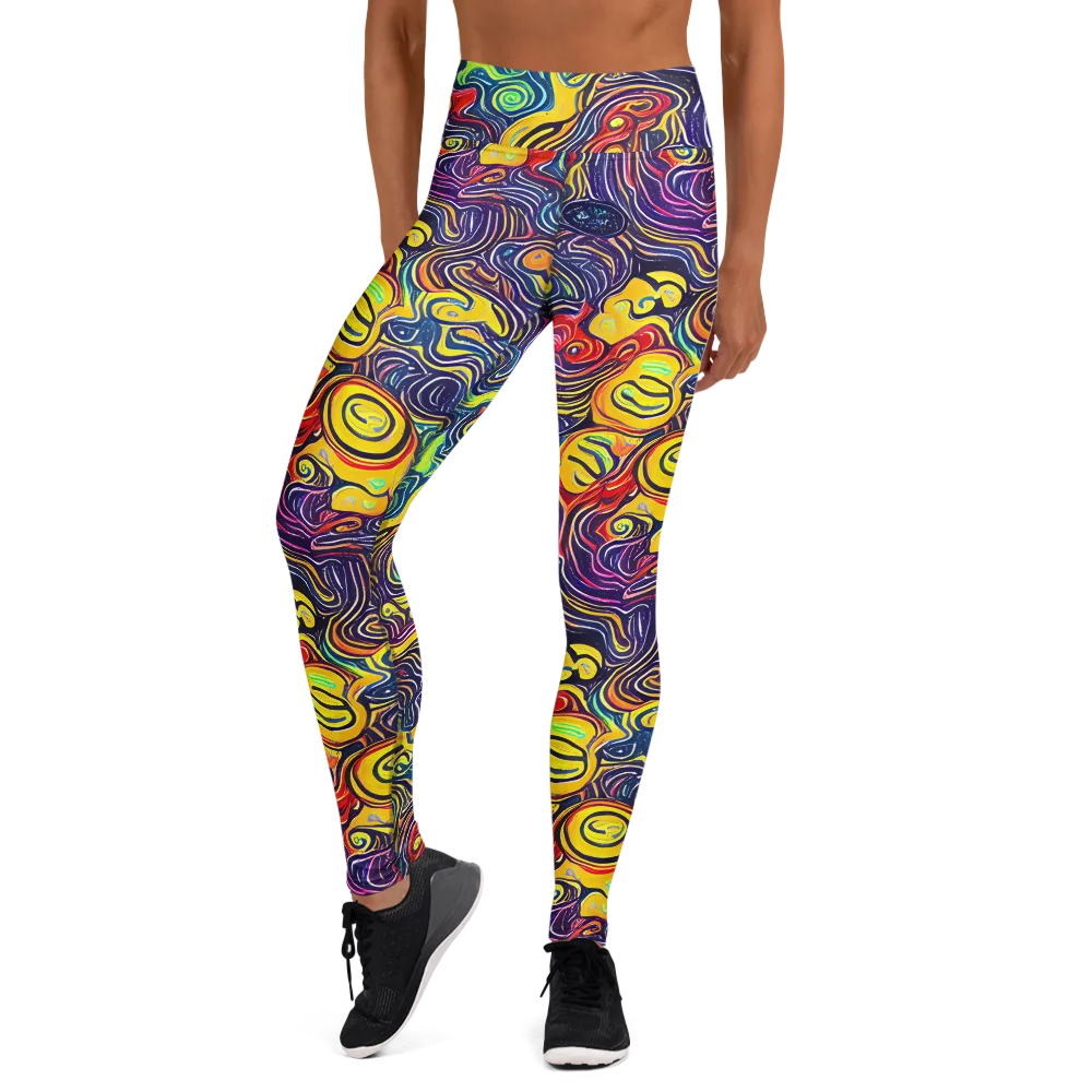 Indigo Frenzy on Yoga Leggings — Front