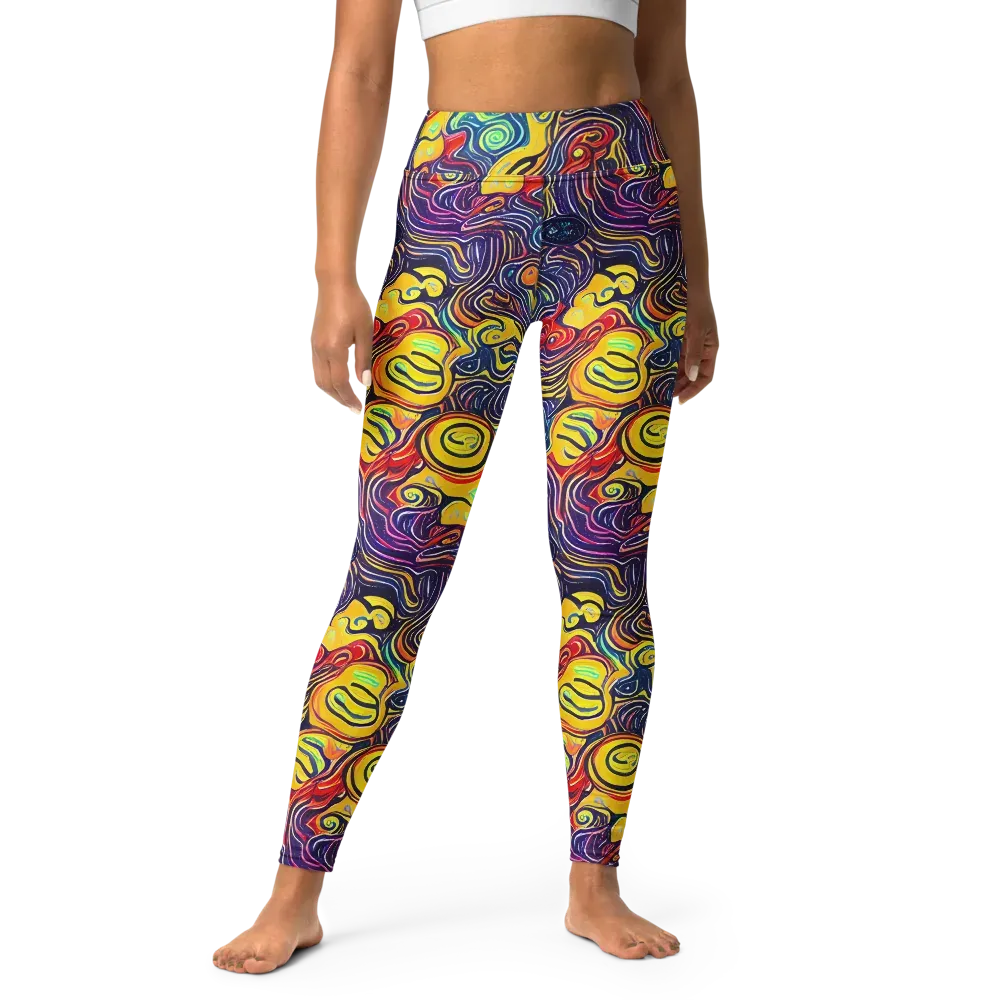 Indigo Frenzy on Yoga Leggings — Front