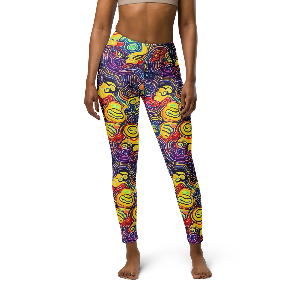 Indigo Frenzy on Yoga Leggings — Front