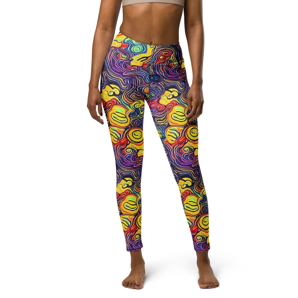 Indigo Frenzy on Yoga Leggings — Front