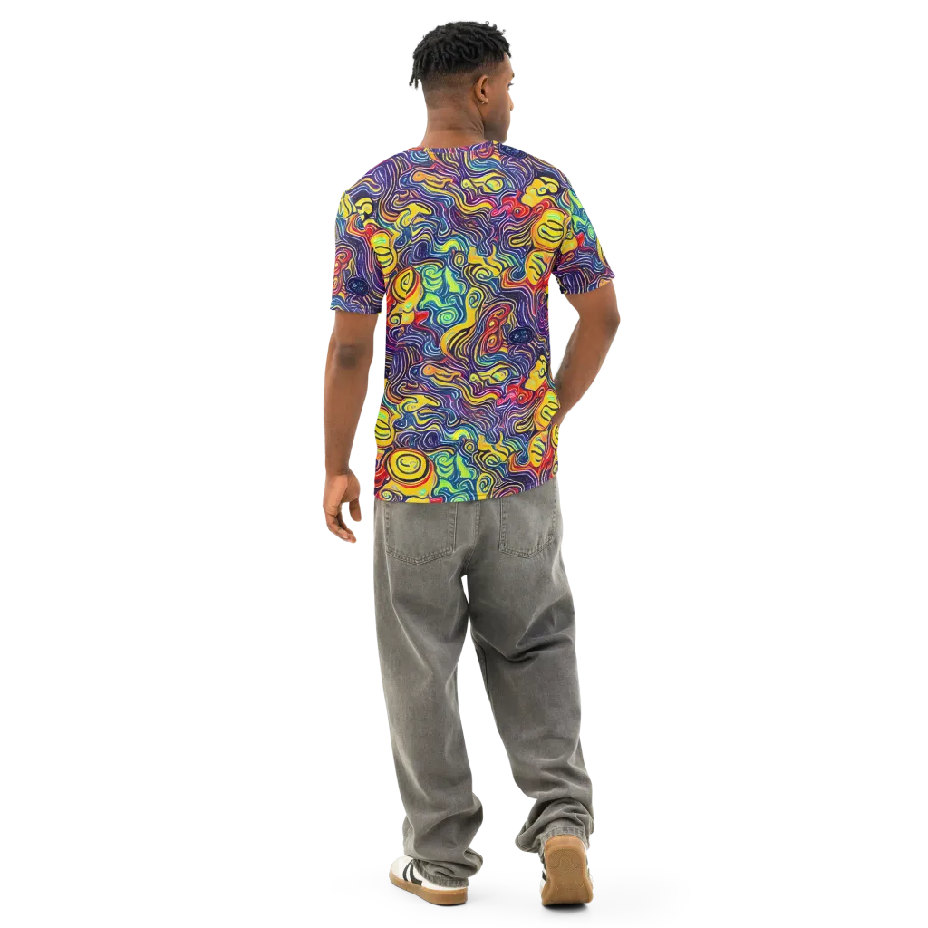 Indigo Frenzy on Men's Cotton Crew Neck T-Shirt — Back
