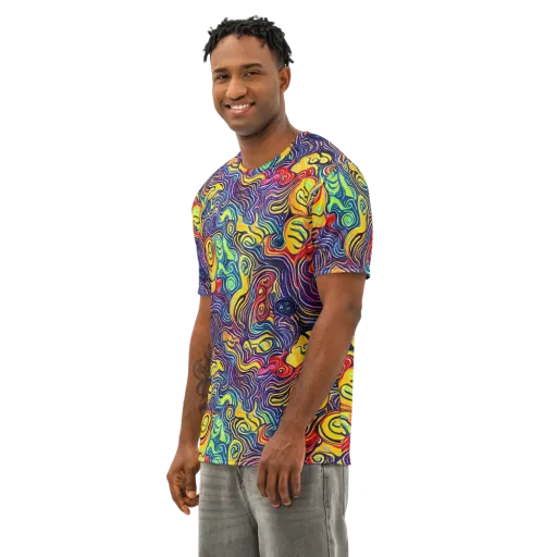Indigo Frenzy on a Men's Cotton Crew Neck T-Shirt