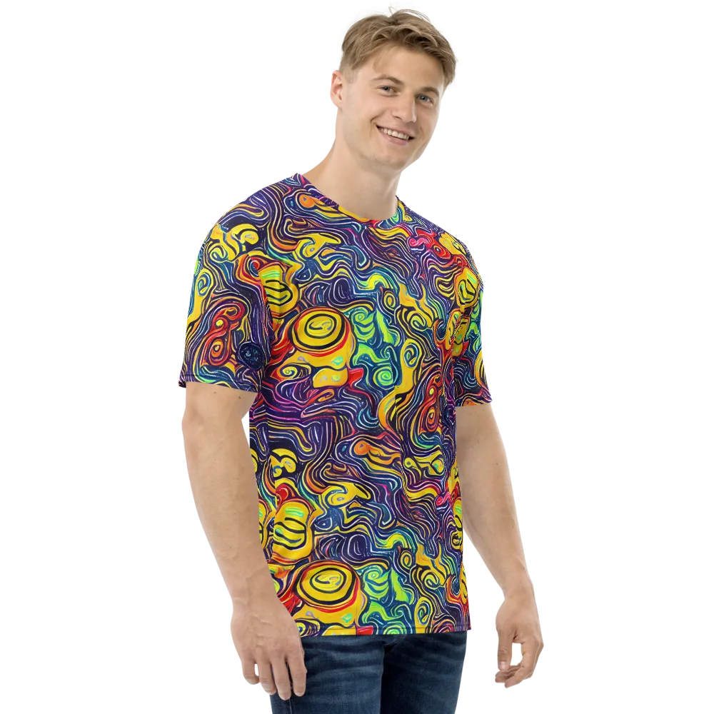 Indigo Frenzy on Men's Crew Neck T-Shirt — Right