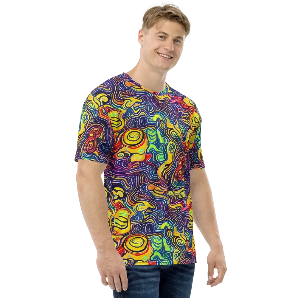 Indigo Frenzy on Men's Crew Neck T-Shirt — Right