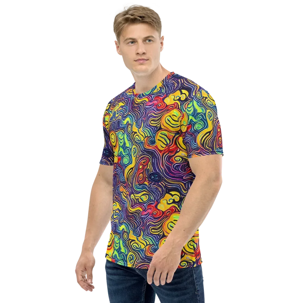 Indigo Frenzy on Men's Crew Neck T-Shirt — Left