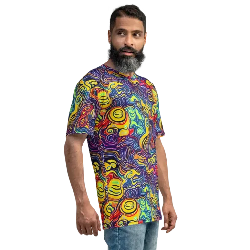 Indigo Frenzy on a Men's Crew Neck T-Shirt